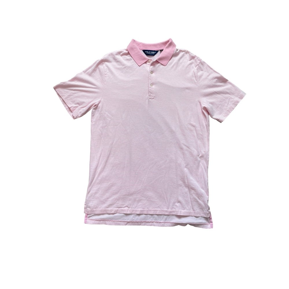 Polo Golf Ralph Lauren Size L Mens Pink & White Striped Shirt